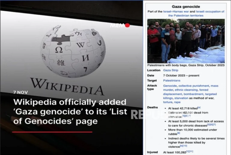 Wikipedia Rilis Genosida di Gaza, AS Hingga Australia Terlibat!